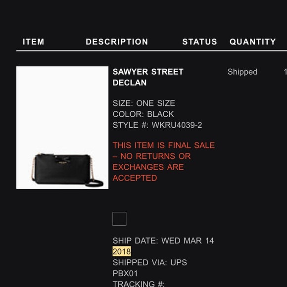 Kate Spade Sawyer Street Declan Black Genuine Leather Gold Bow Crossbody Bag - Picture 8 of 8